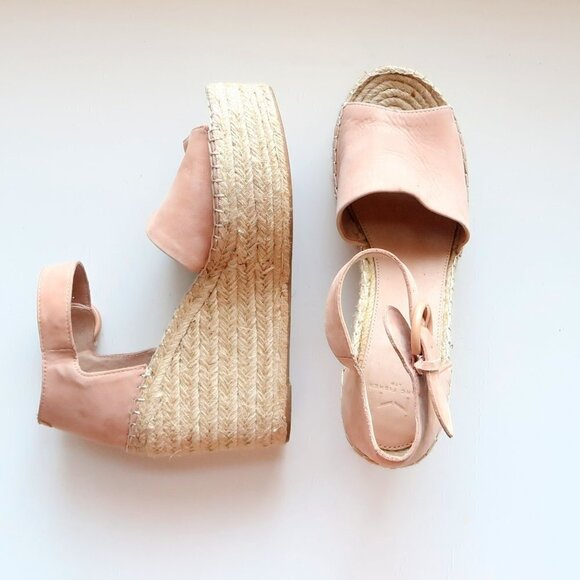 Marc Fisher Alida Pale Pink Platform Espadrille Ankle Strap Sandals Summer Shoes - Picture 11 of 15